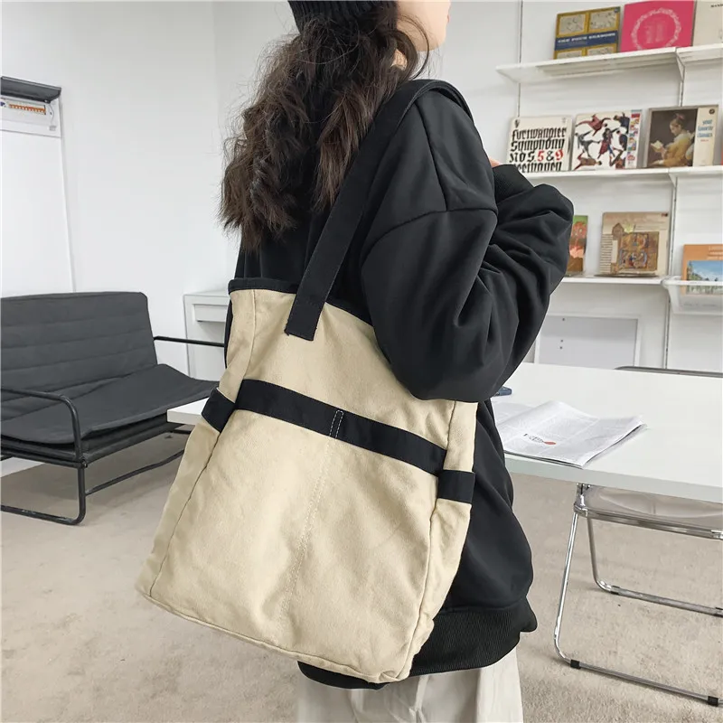 

women canvas summer fashion beige green black blue tote handbag for lady large capacity big soft casual shoulder bag