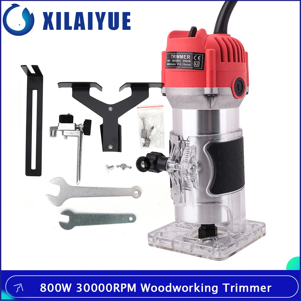 800W 30000RPM Woodworking Electric Trimmer Wood Milling Engraving Slotting Trimming Machine Hand Carving Machine Wood Router