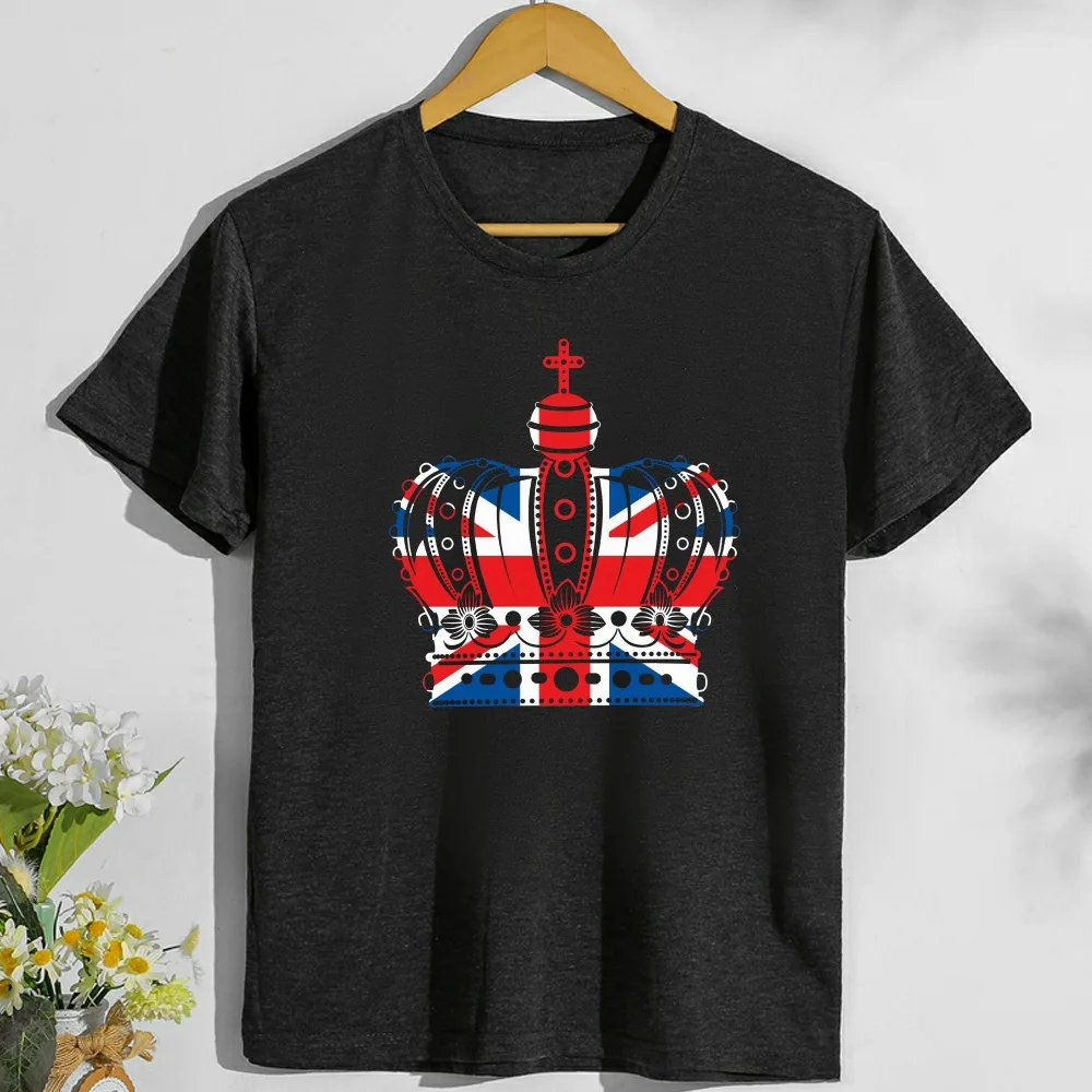 Женская футболка с принтом 70-го британского флага и короны свободная женская