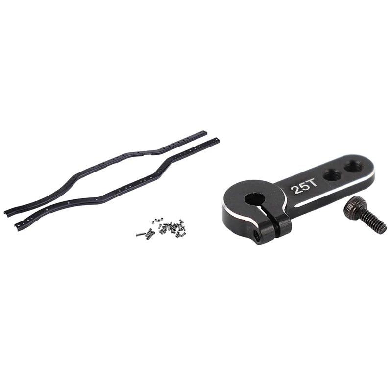 

1 Set Steel Chassis Frame Rails For RC Car Model & 1 Set 25T Metal Steering Servo Metal Horn Arm RC Parts