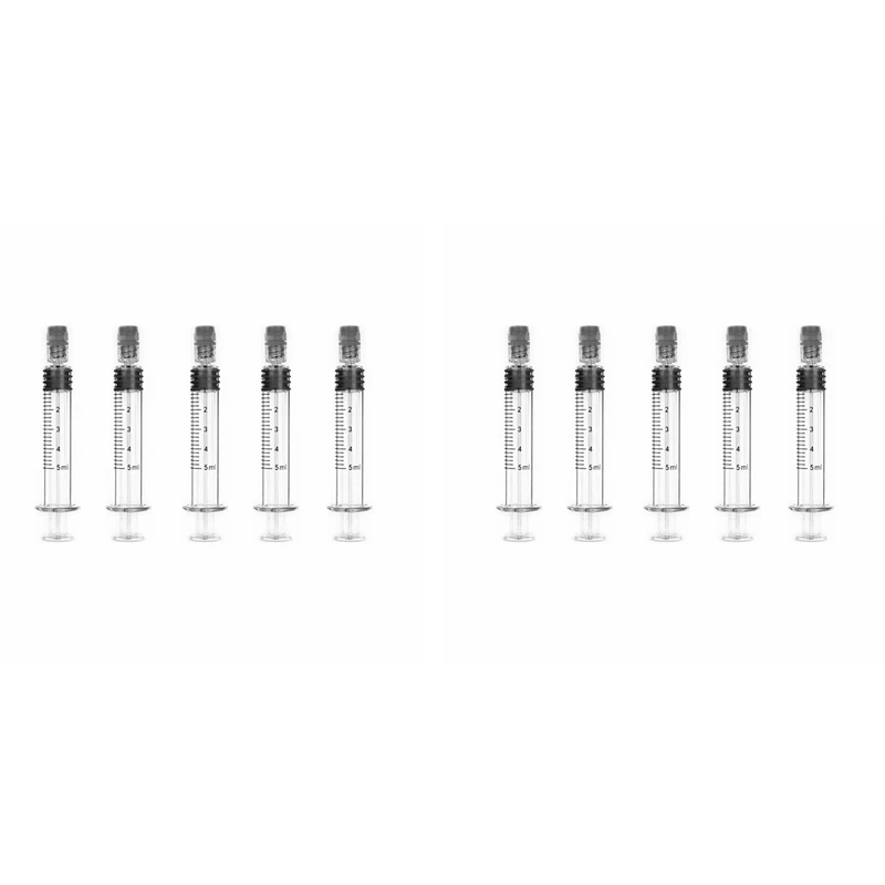 

10 шт. 5 мл боросиликатное стекло CBD Oil Luer Lock предварительно заполняемый шприц для конопли, CBD масла дистиллята, электронных соков, жидкостей