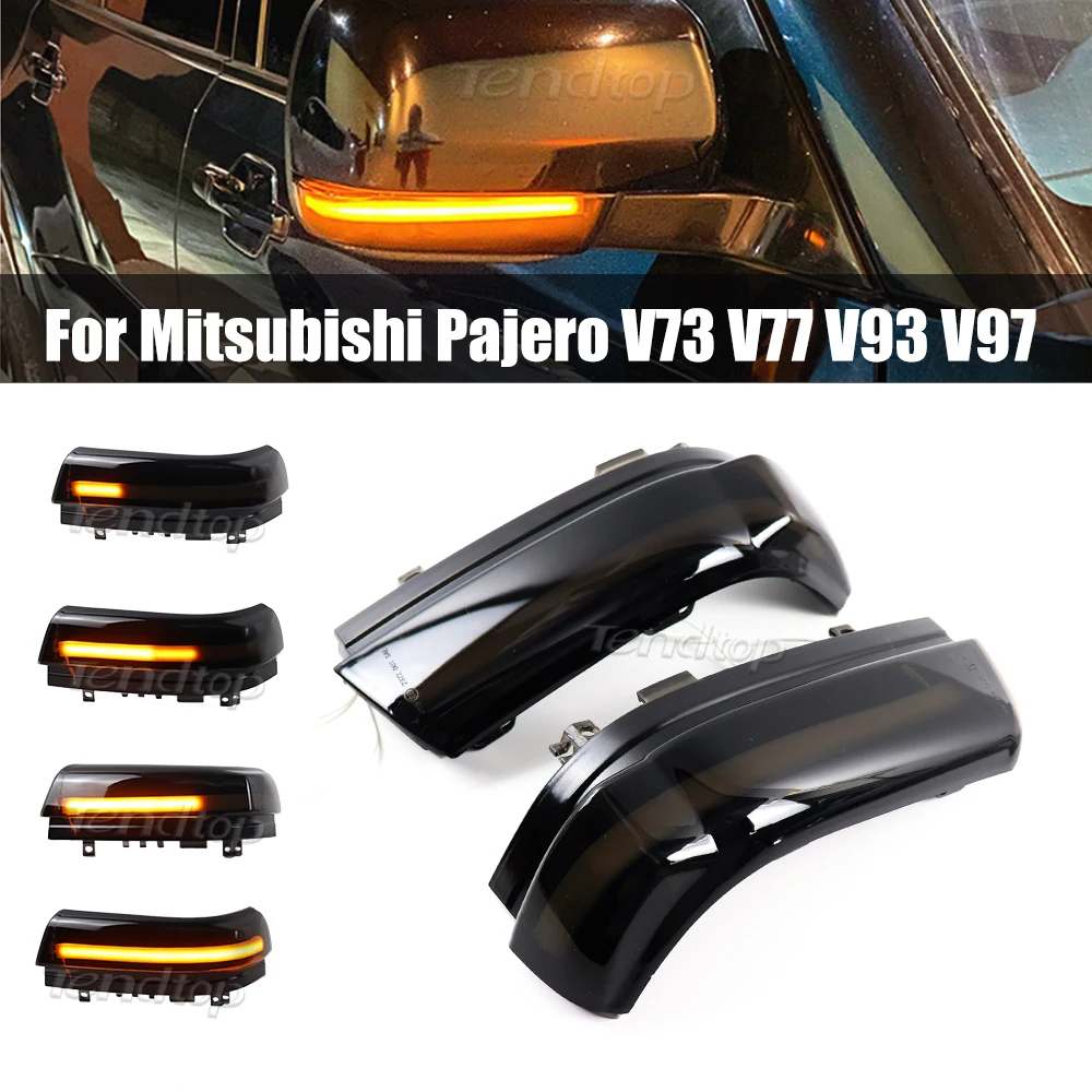 

2pcs Dynamic Blinker For Mitsubishi Pajero LED Turn Signal Light Side Mirror Lamp for V73 V77 V93 V97 2006-2019 Smoked Lens