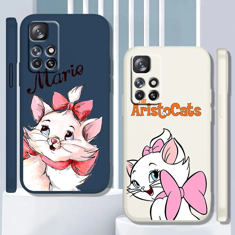 

Cartoon Marie Cat Cute Phone Case For Xiaomi Redmi K50 Gaming 10 9 9A 9T 9AT 8 8A 7 6 Pro 4G 5G Liquid Rope Candy Cover Fundas
