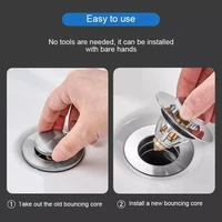 universal sink drain filter stainless steel bounce core push type sink filter converter bathroom drain pipe fitting dropshipping