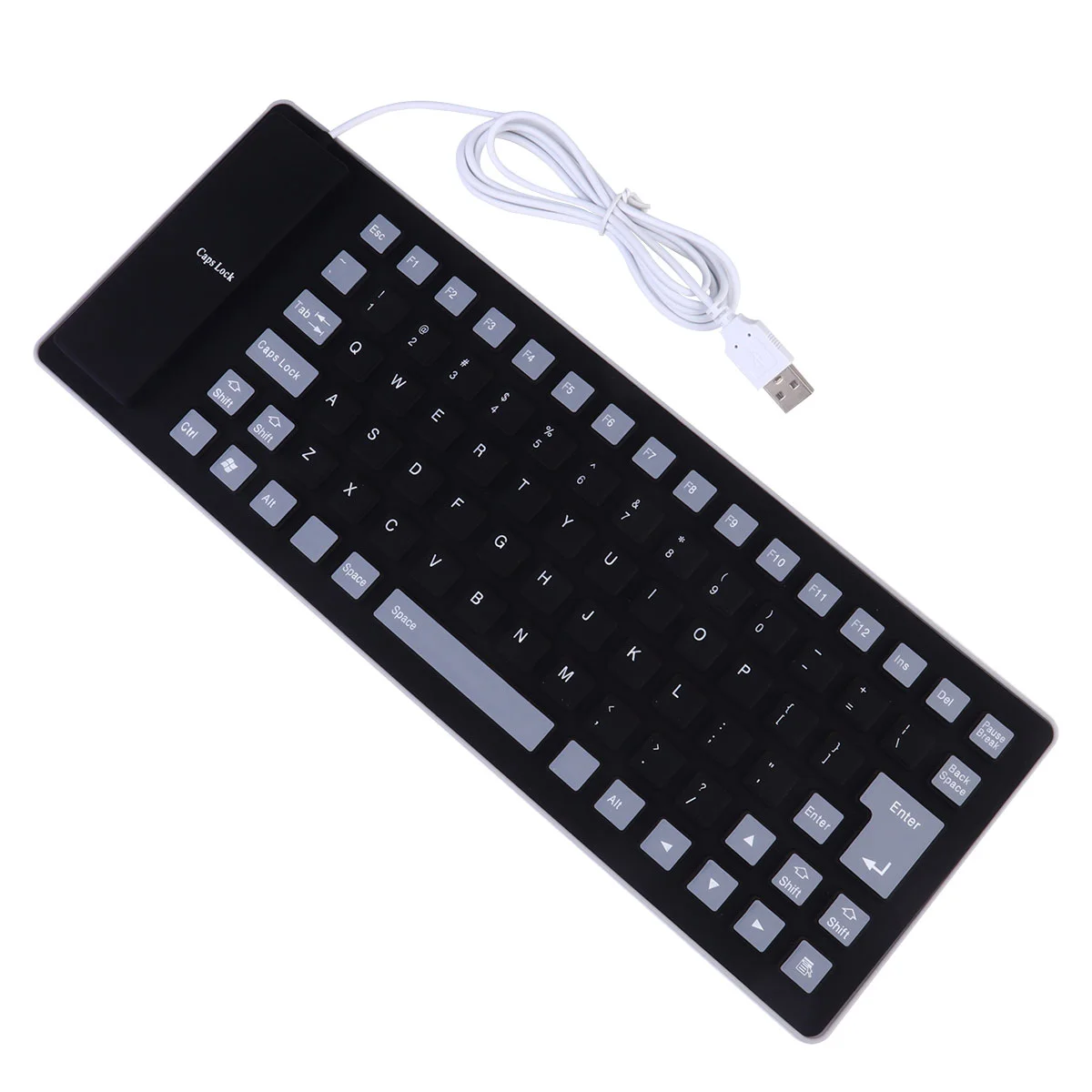 

85 Keys Roll Up USB Wired Keyboard Waterproof Silent Keyboard for Computer (Black)