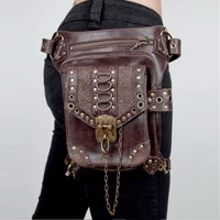 men womens steampunk waist bag fanny pack shoulder crossbody motorcycle bag leg hip holster travel pouch hiking sport purse