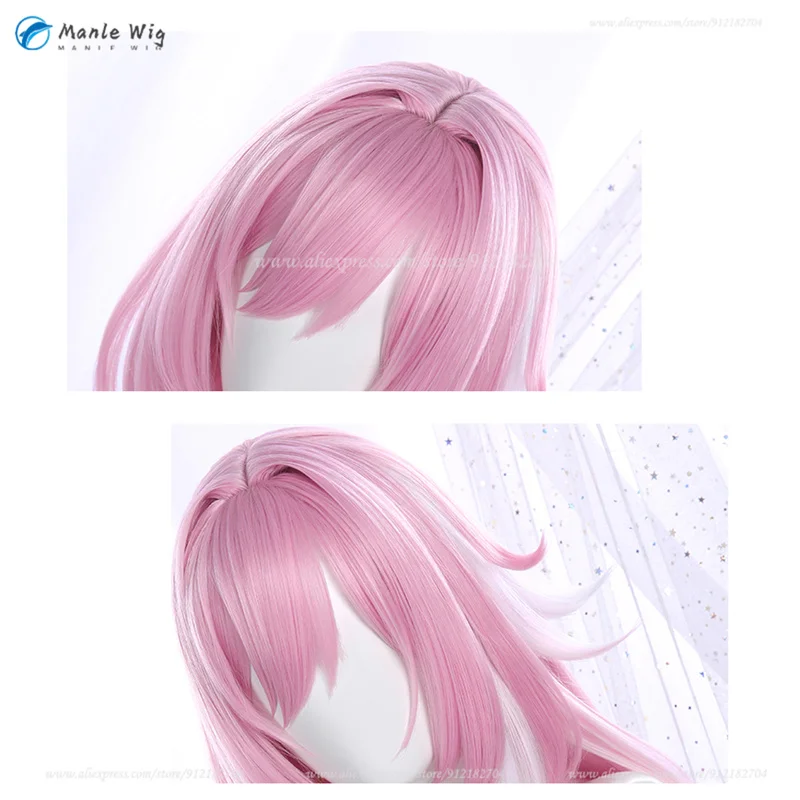 Парик для косплея WigsCosplay Elysia из аниме wigsplay длиной 110 см с розовыми и белыми краями