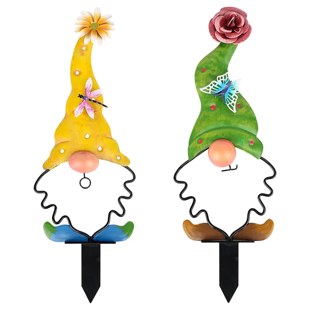 

Gnome Stakes Yard Stake Garden Metal Decoration Signs Insert Ground Sign Elf Gnomes Outdoorplantsilhouette Decorations Christmas