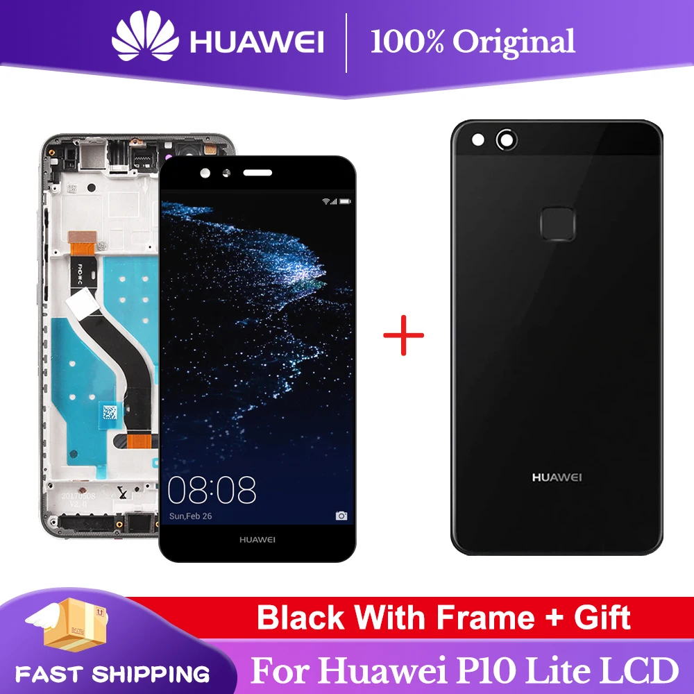 For Huawei P10 Lite P10Lite WAS-LX2 WAS-LX1A  WAS-LX3 LCD Display Touch Screen Digitizer Assembly with frame with Battery cover