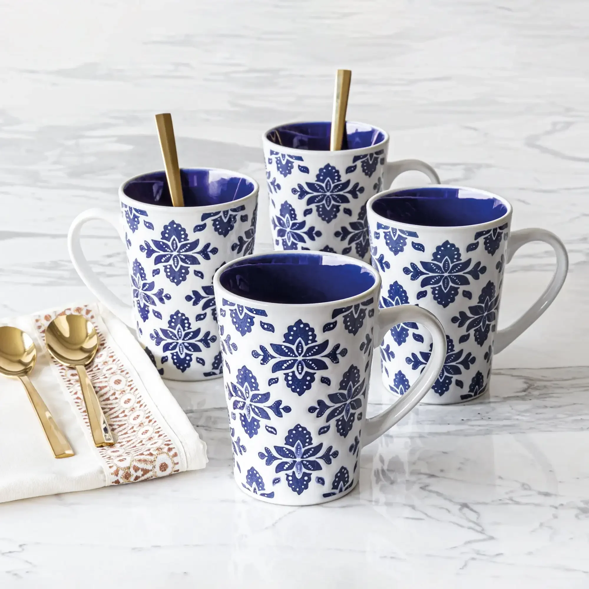 

4 Pack Indigo Stoneware Mug，18 Fl Oz 、Mugs Coffee Cups 、 Mug 、 Ceramic Mug 、 Coffee Mug
