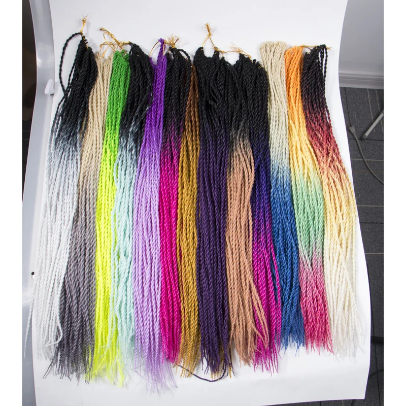 QP Hair Омбре Сенегальские Косы на Крючке 24 дюйма 30 Корней/упаковка Синтетические Волосы для Плетения для Женщин черные Крочет.