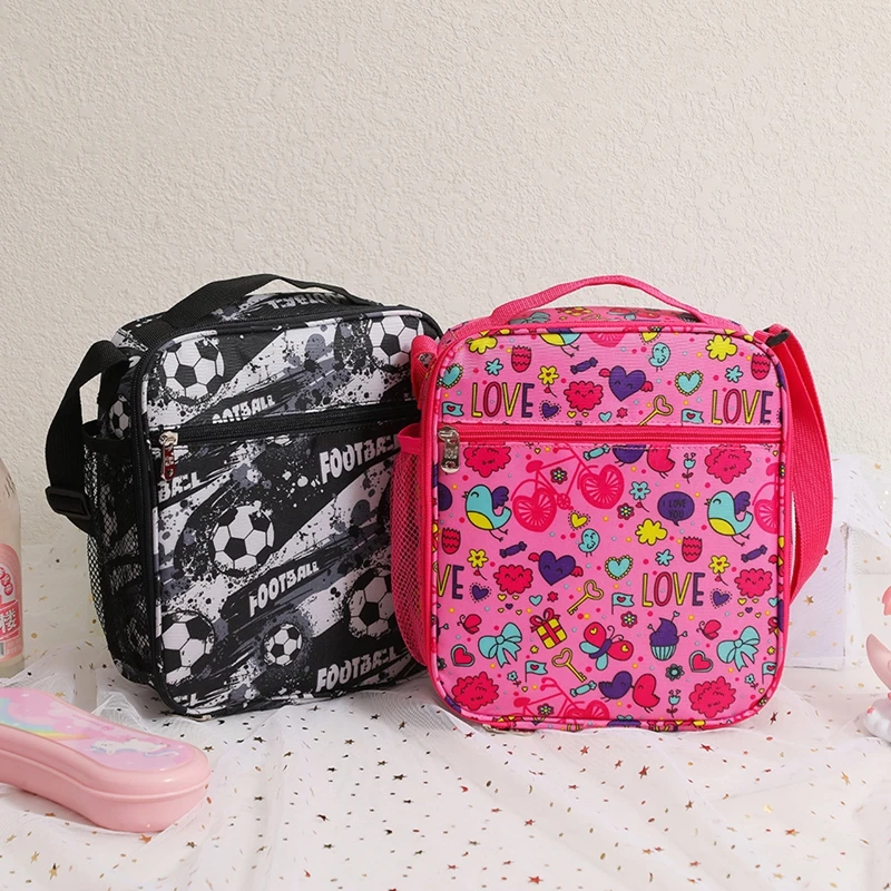 Handbag Cartoon Printed Backpack Bento Pouch School Food Sto