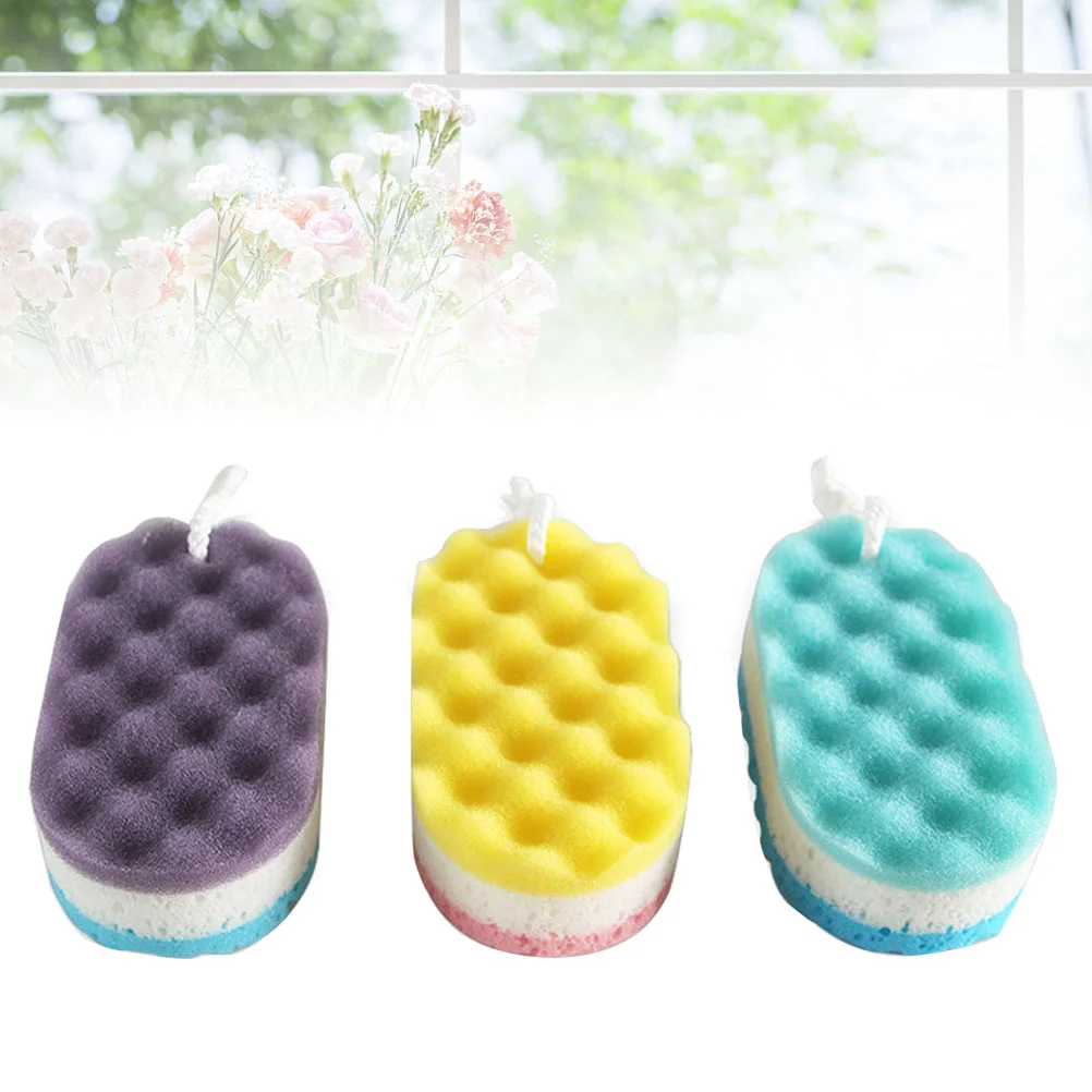 

3Pcs Bathing Sponge Exfoliating Bath Body Scrub Brush Exfoliating Sponge Body Cleaning Sponge Loofah Back Scrubber