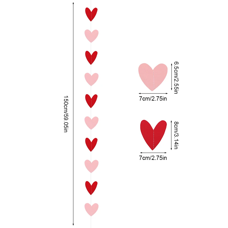 

Красная бумажная гирлянда в форме сердца