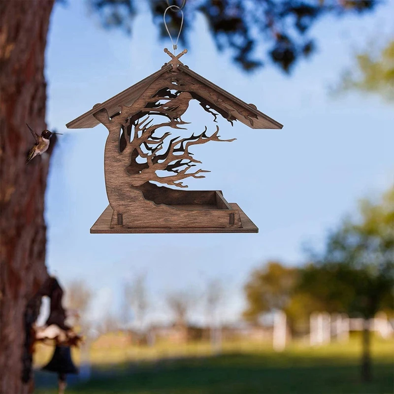 

Vintage Wooden Garden Bird House Bird Feeder Garden Balcony Decoration Outdoor Hanging Parrot Aviary Gift