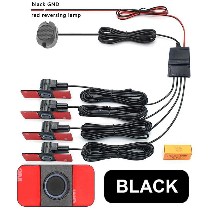 

Автомобильный парковочный датчик FirstSafe, система помощи парктроники с плоскими сенсорами 13 мм, чёрный/серебристый/белый цвета, звуковой зуммер, сигнал заднего хода