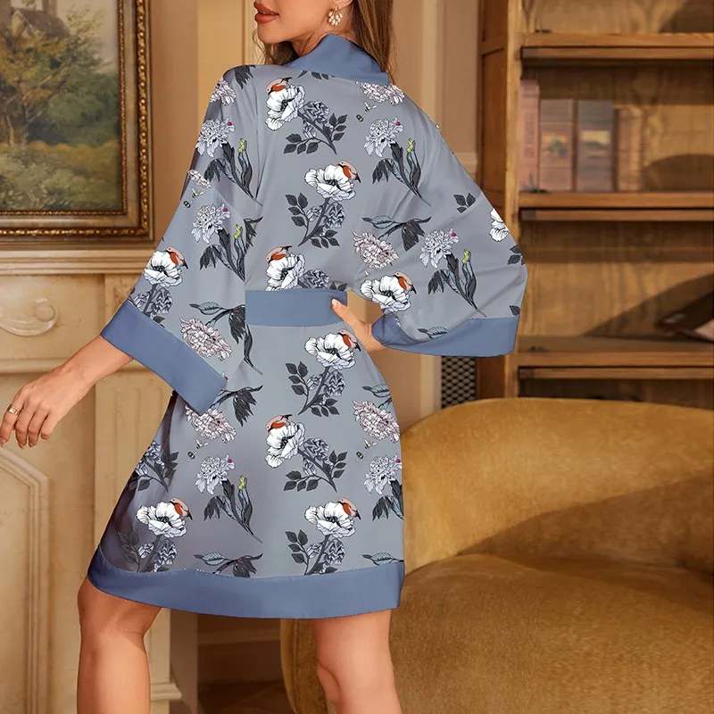 Женский халат новинка свободное кимоно юката домашняя одежда роскошная атласная