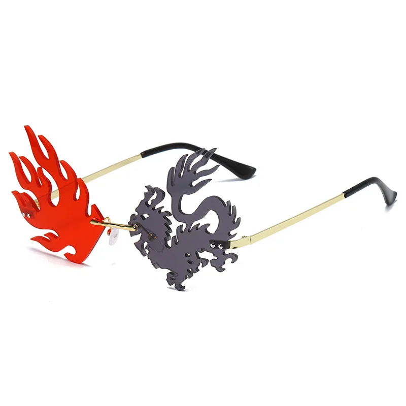 Солнцезащитные очки без оправы в стиле панк женские модные уникальные