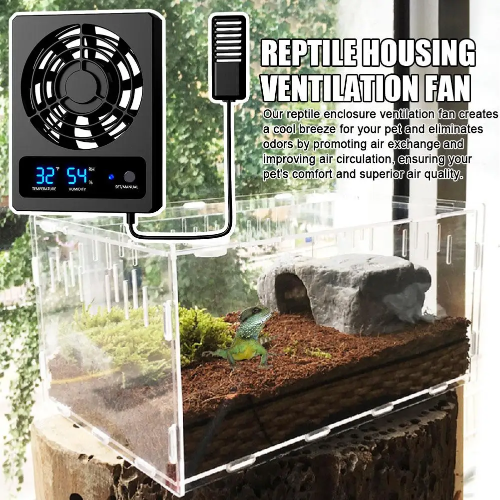 

Temperature Controlled Fan For Reptile Enclosure Smart Cooling Fan With LED Display Low Noise Fan For Amphibians Reptiles S H0K1