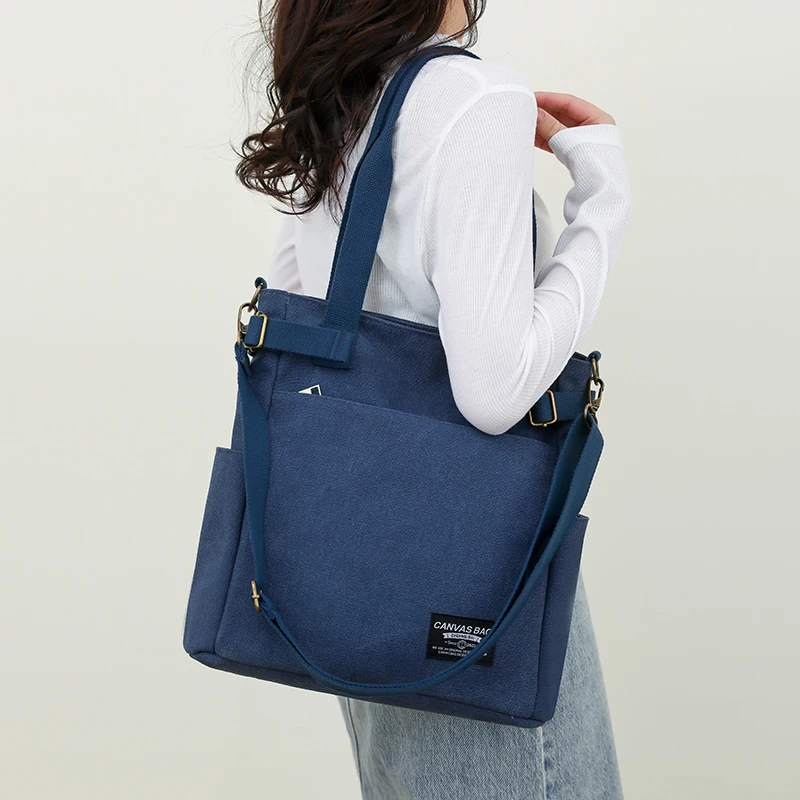 New Women's Bag Shopper Simple Fashion Zipper Handbags Lady's Message Bag Canvas Large Capacity Tote Shoulder Bags For Women
