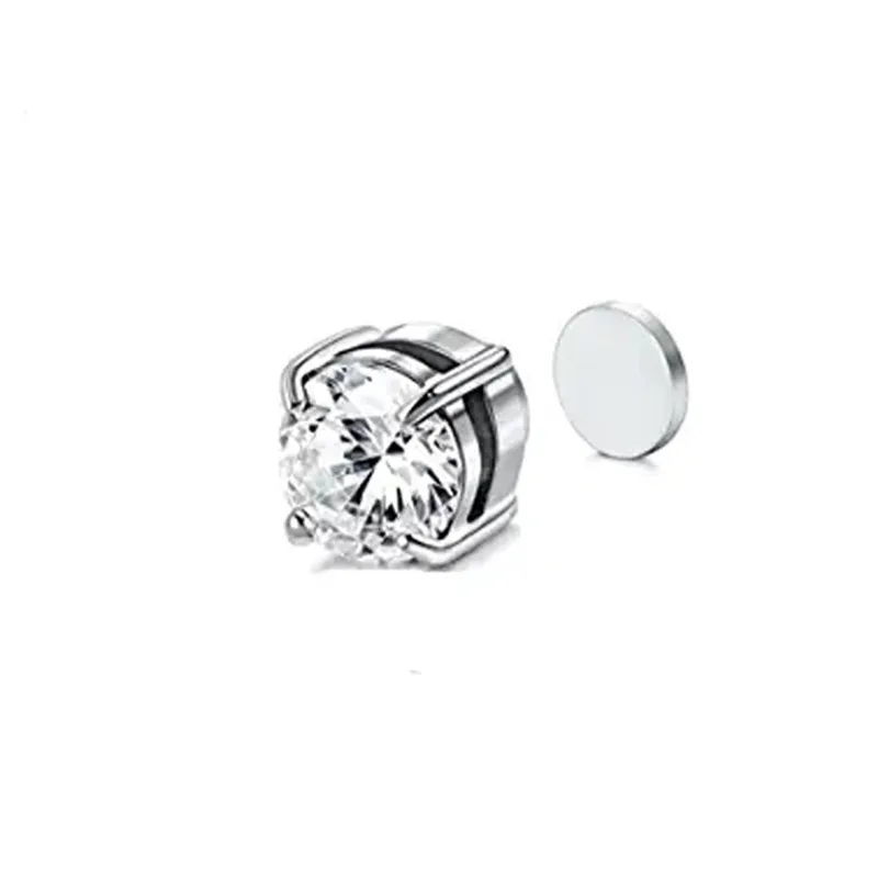 Lovely Crystal Strong Magnetic Ear Stud Clip Earrings For Women Men Punk Round Zircon Magnet Earrings Non Piercing Jewelry eh657 images - 6