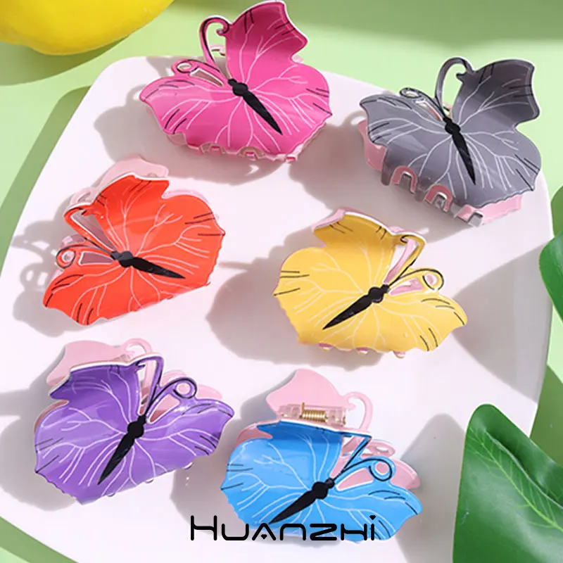 Ful Butterfly Acetic Acid Hair Clip Resin Ponytail Hair Claws For Women Children Headwear Huanzhi New