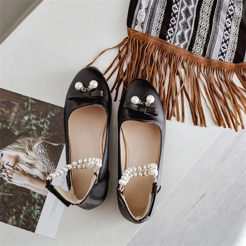 Туфли YQBTDL женские на низком каблуке туфли с жемчужными бусинами ремешком пряжкой