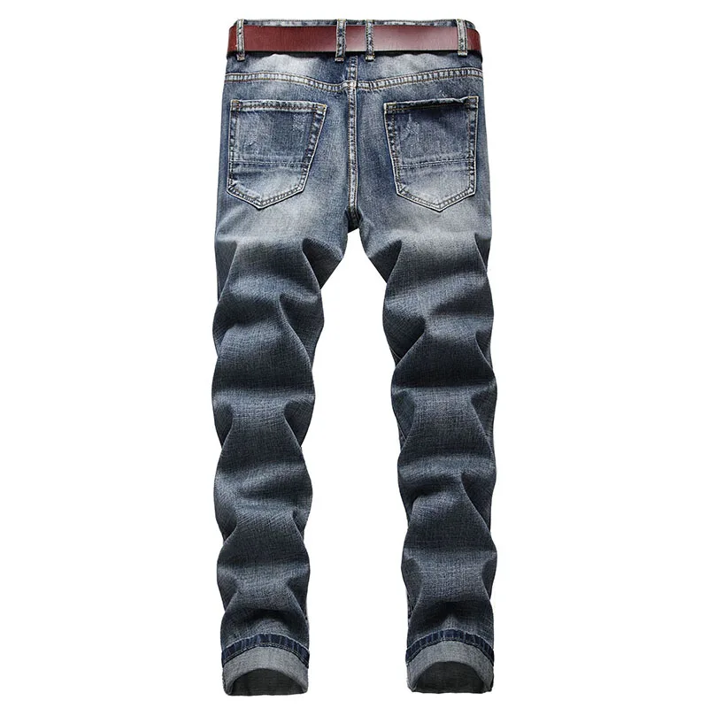 Men Jeans Homme Pantalon Ripped Slim Fit Trousers Biker High Quality Male Straight Casual Designer Cotton Denim Pants Streetwear