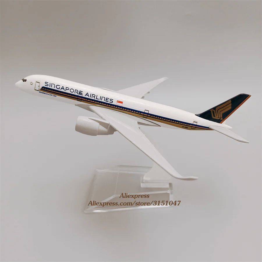 16cm Air Singapore Airlines Airbus A350 350 Airways Plane Model Alloy Metal Diecast Model Airplane Aircraft w Base Toys Gift