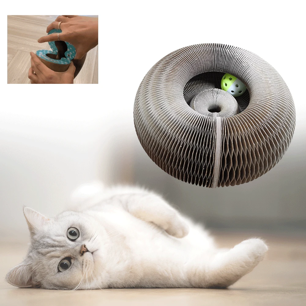 

Magic Organ Cat Scratching Board Cat Toy With Bell Cat Grinding Claw Cat Climbing Frame Round Corrugated Pet Play Scratch Toy
