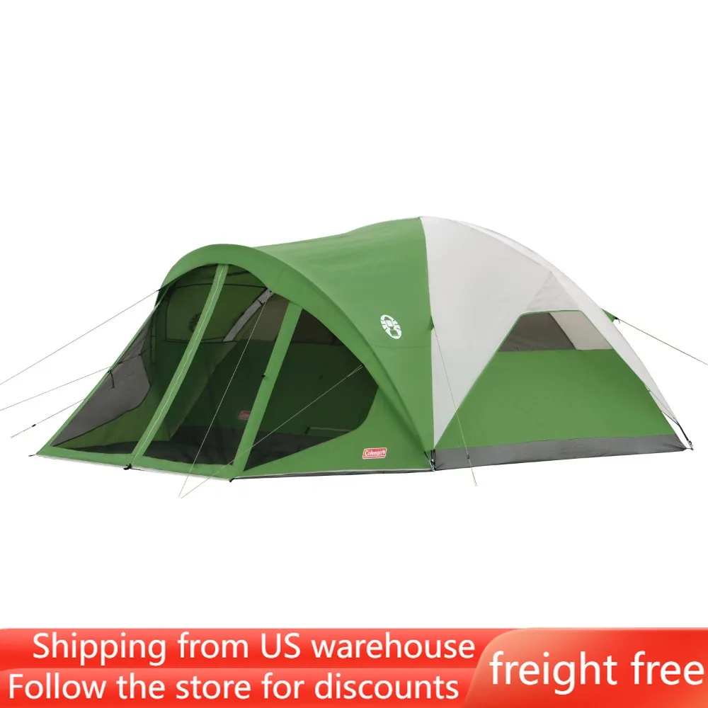 

Green Camping Tent Travel 6-Person Dome Tent With Screen Room 2 Rooms Supplies Equipment Beach Nature Hike Tourist Freight Free