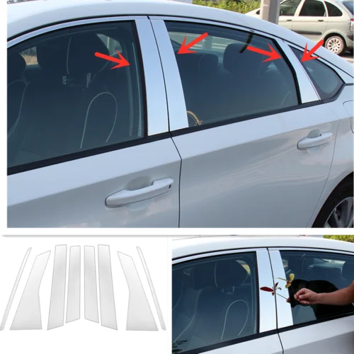 8Pcs Chrome Pillar Posts Window Door Trim Cover For Honda Accord 2018-2021