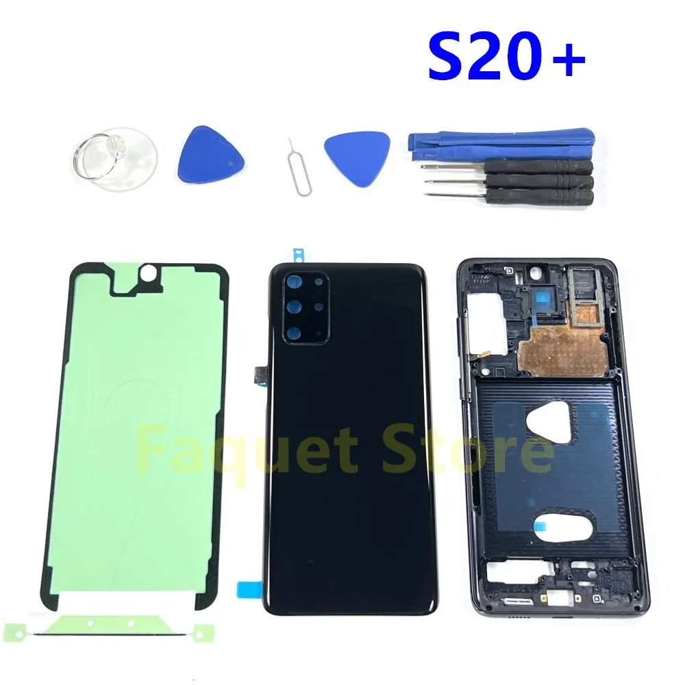 

Чехол с полным покрытием корпуса для SAMSUNG Galaxy S20 Plus G985F/DS G985, задняя крышка батарейного отсека, стеклянная задняя крышка S20 + средняя рамка