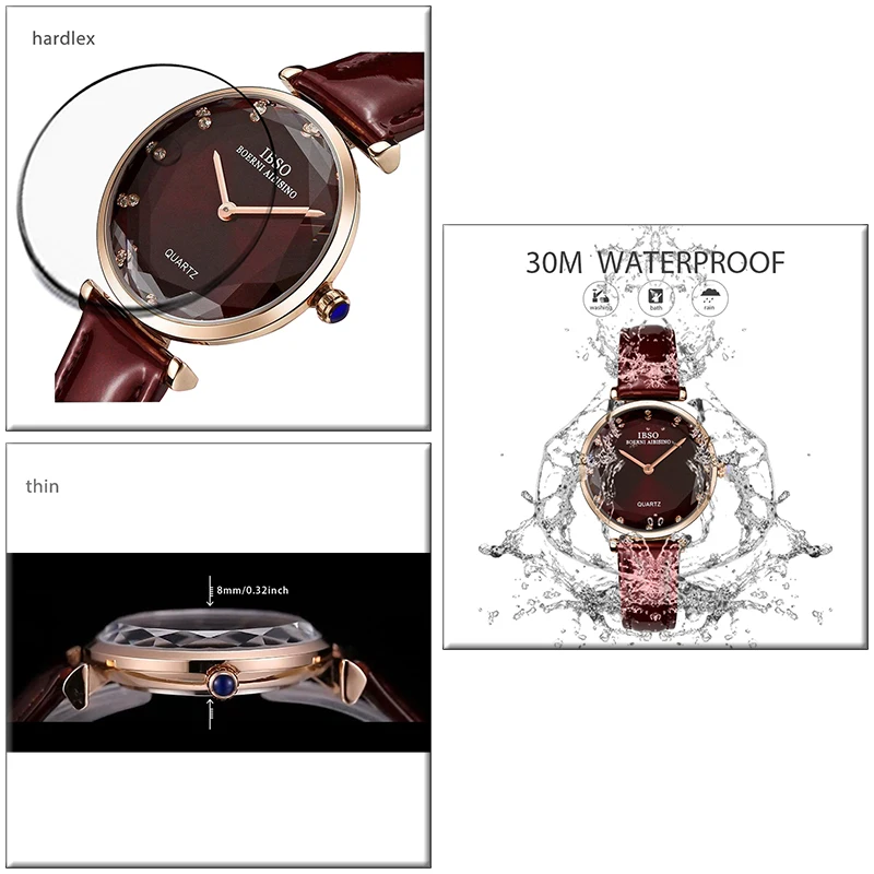 Fashion Women Watch Golden Claret Small Adolescent Hand Clock Female Gift Ultra Luxury Brand Leather Waterproof Wristwatch Lady