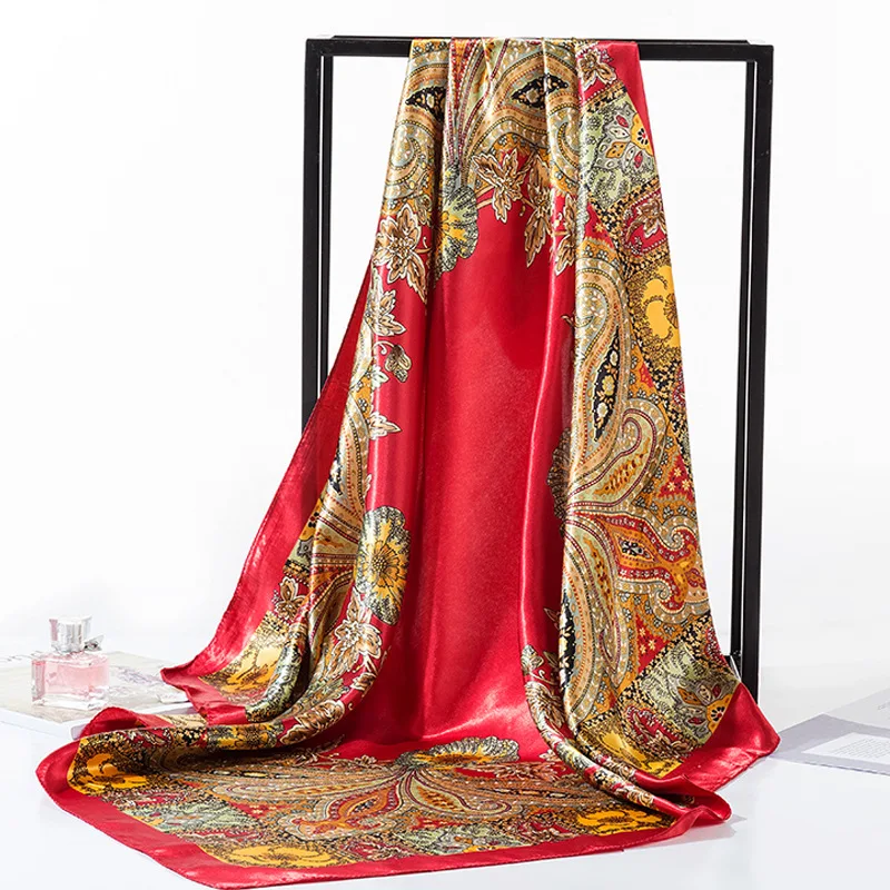 

Fashion Handkerchief Hijab Scarfs For Female Square Shawls Wraps Bandana Head Scarves 90cm Square Headband Neck Scarf For Ladies
