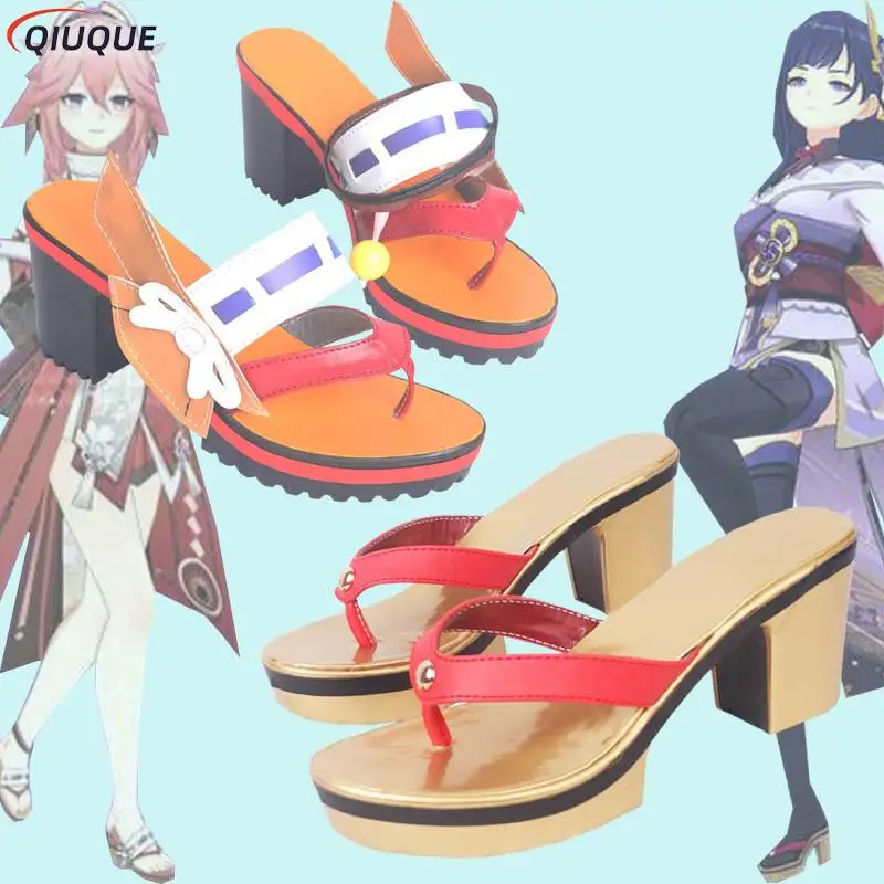 Chaussures de Cosplay de jeu Genshin Impact Raiden Shogun Baal Yae Miko Cosplay
