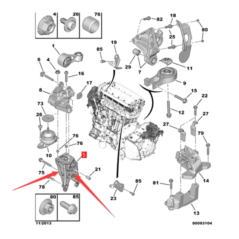 Новый кронштейн двигателя нижний правый для Peugeot 307 308 408 SW 407 Citroen C5 C4 Picasso Generation 184699