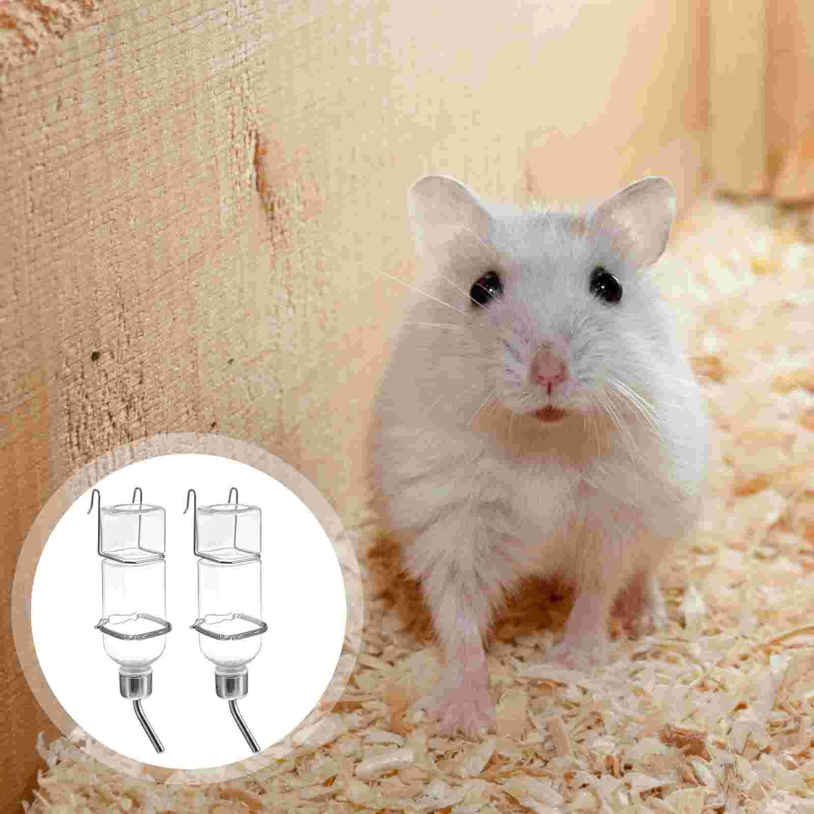 

2 Pcs Rabbit Drinker Per Feeder Pet Water Fountain Jug Dispenser Supply Bird Hanging Bunny Drinking Bottle Flat Kettle