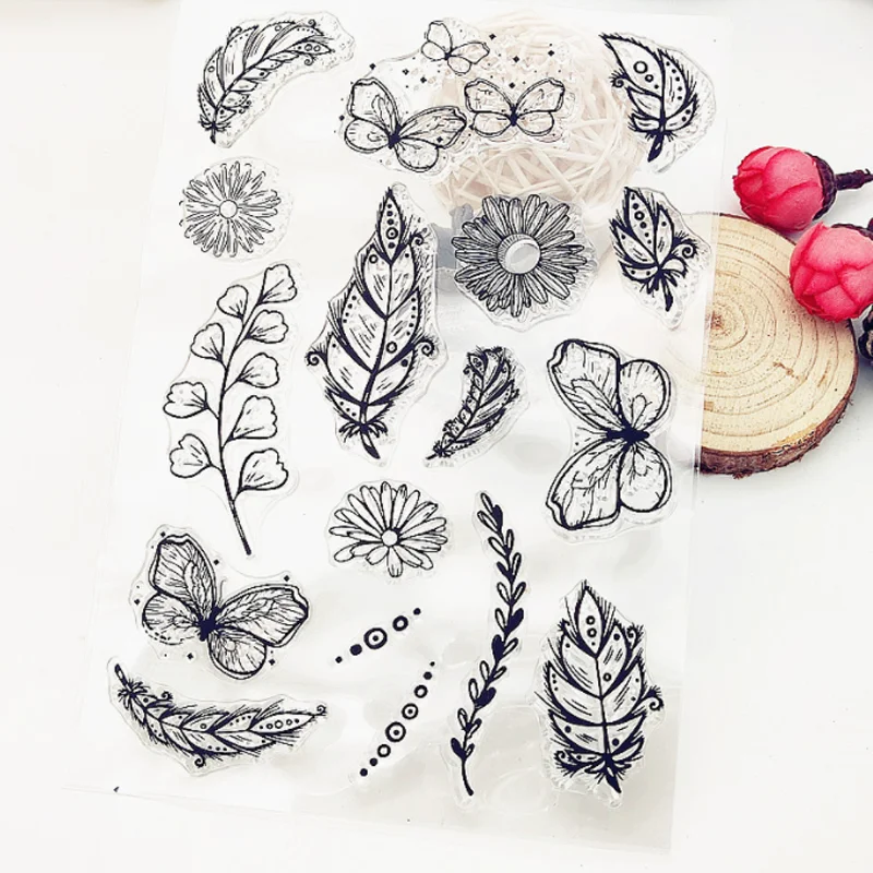 Прозрачные силиконовые готовые штампы в виде бабочек Листьев журнал сделай сам