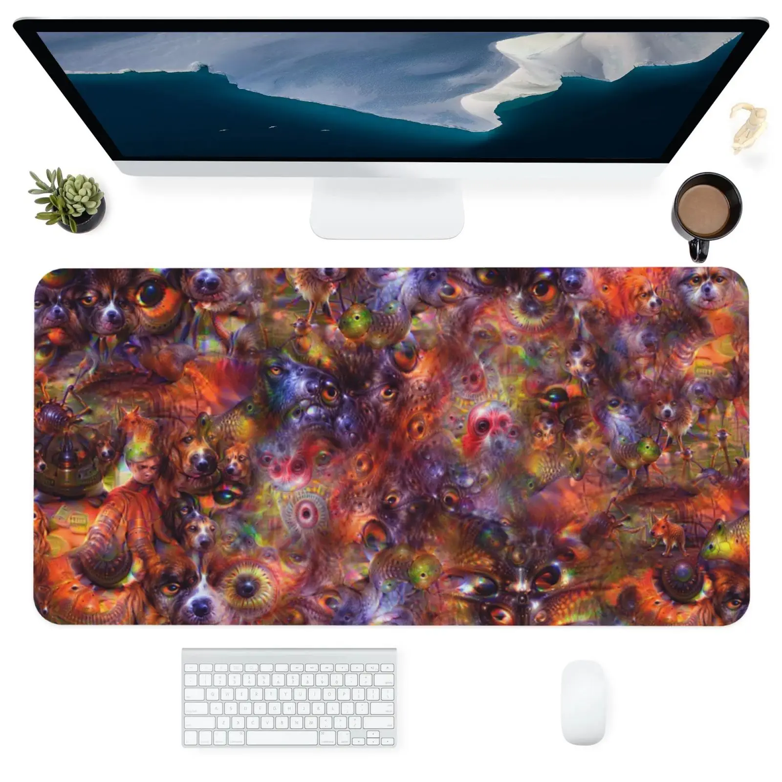 

Art Table Mats Fabric Mouse Pad Office Carpet Desk Pad Mouse Mat Black Abstract Mousepad Rubber Mat for Computer Table