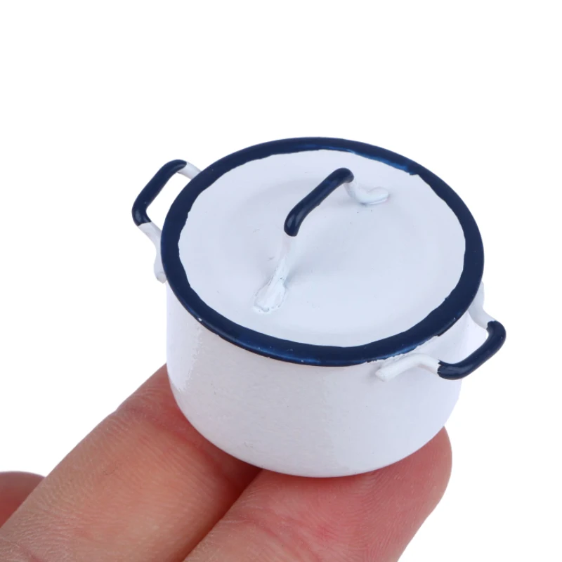 

1Pc 1:12 Dollhouse Miniature Boiler Cooking Soup Pot with Lid Cookware Kitchen Utensils Model Decor Toy Doll House Accessories