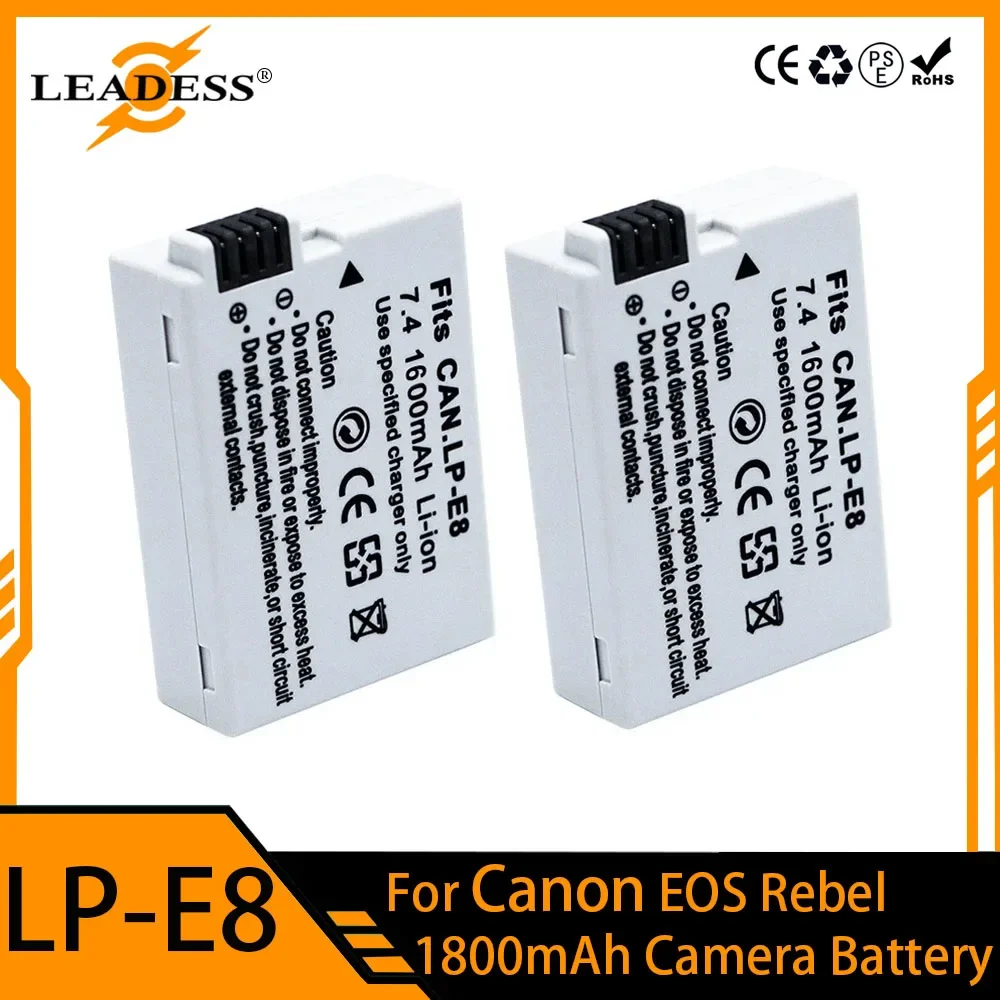 Литий-ионный аккумулятор LP-E8 1800 мАч 7 4 В для камеры Canon EOS 550D 600D 650D 700D Kiss X6 X5 X4 Rebel T2i T3i