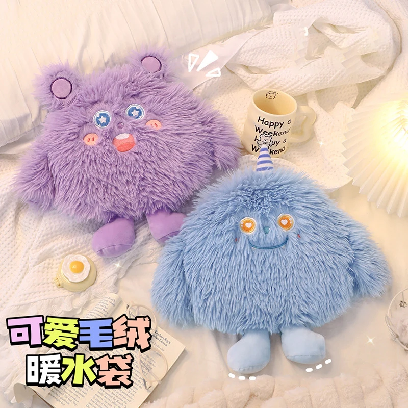 Kawaii перезаряжаемая Бутылка горячей воды в виде монстра Женский рукав горячая