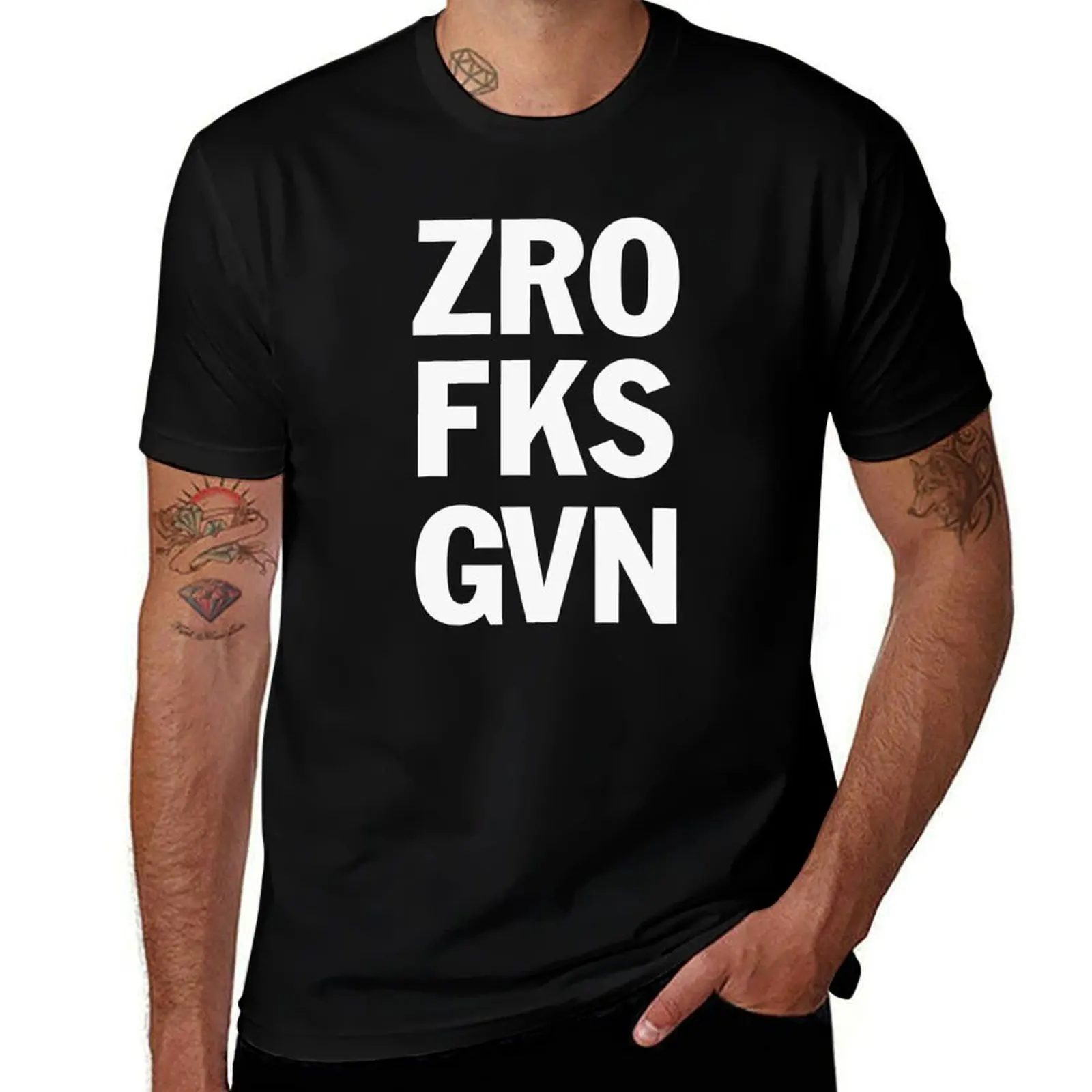 Фото Футболка с круглым вырезом, Zro Fks Gvn, большого размера, повседневная футболка. №1