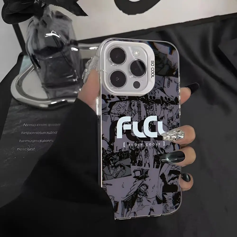 Фото Чехол Fooly Cooly FLCL Anime C-cyber Love для iPhone 17 16 15 14 Pro Max Plus, силиконовый, серебристый, жесткий чехол-накладка №4
