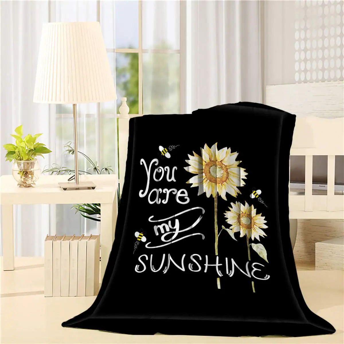

Flannel Bed Blanket Sunflowers Throw Blanket Lightweight Plush Blanket for Bedroom Living Rooms Sofa Couch - You Are My Sunshine