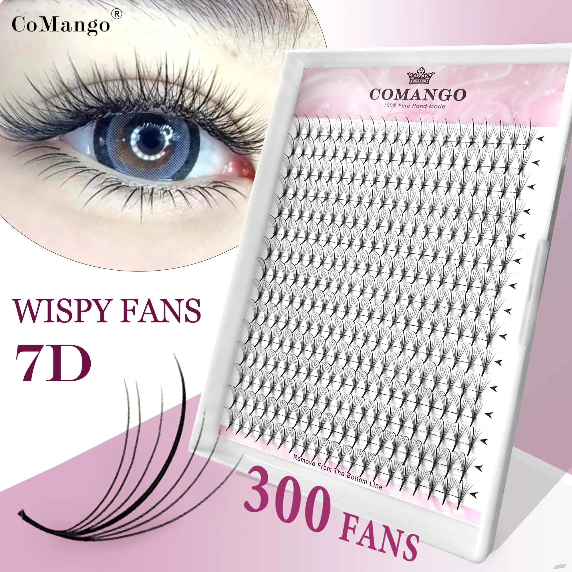 7D 300 вентиляторов тонкий заостренный базы премед гибрид наращивание ресниц