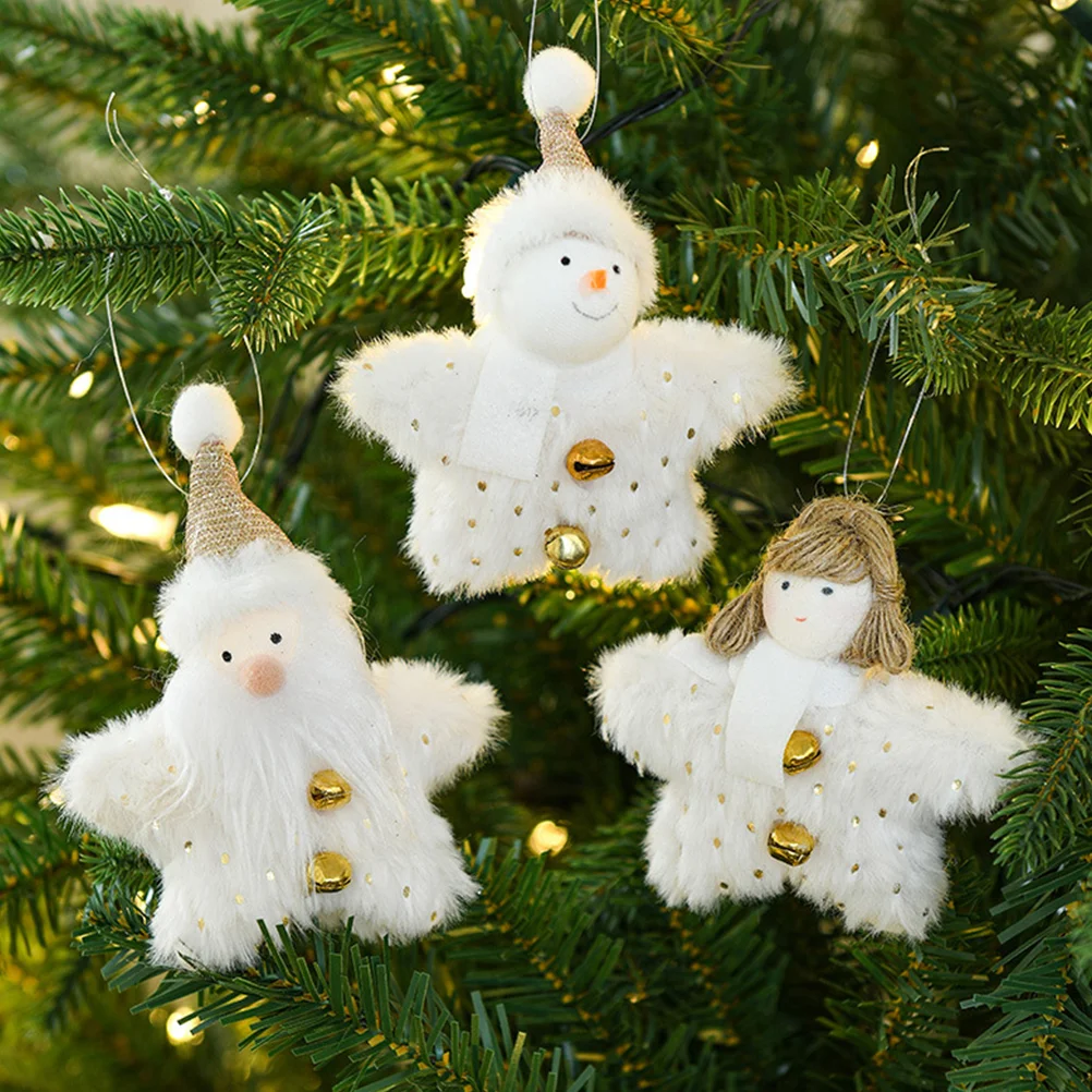 

4 Pcs Decor Hanging Ornament Christmas Decoration Cartoon Plush Decorative Pendant