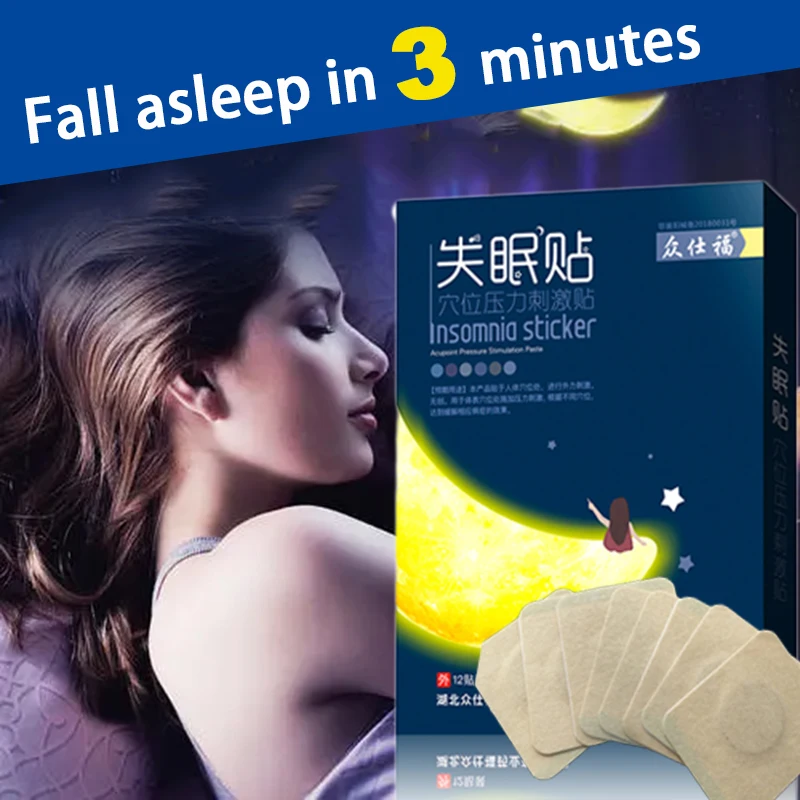 12Pieces Improve Insomnia Pain Relief Patch Stress Anxiety Massage Strength Melatonin simulation Help Nighttime Sleep Sticker