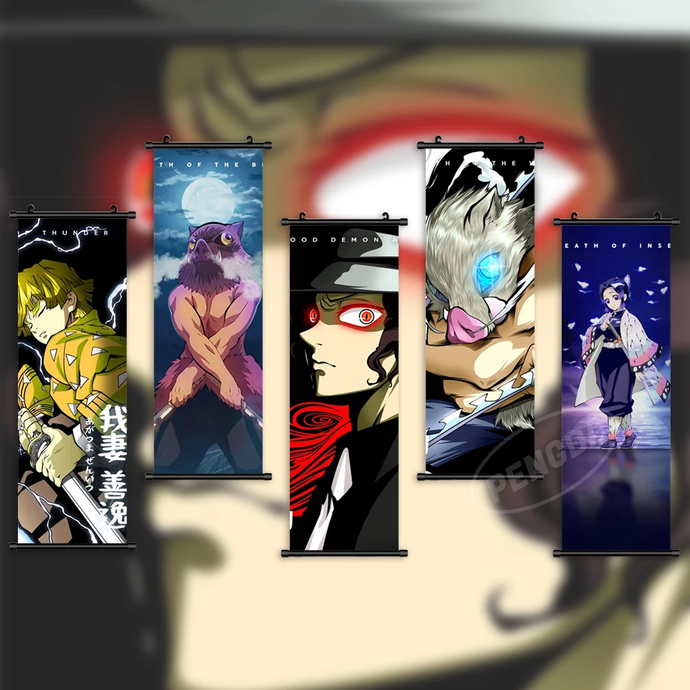 

Canvas Home Decoration Demon Slayer Wall Art Anime Painting Kochou Shinobu Hanging Scrolls Kibutsuji Muzan Print Picture Poster